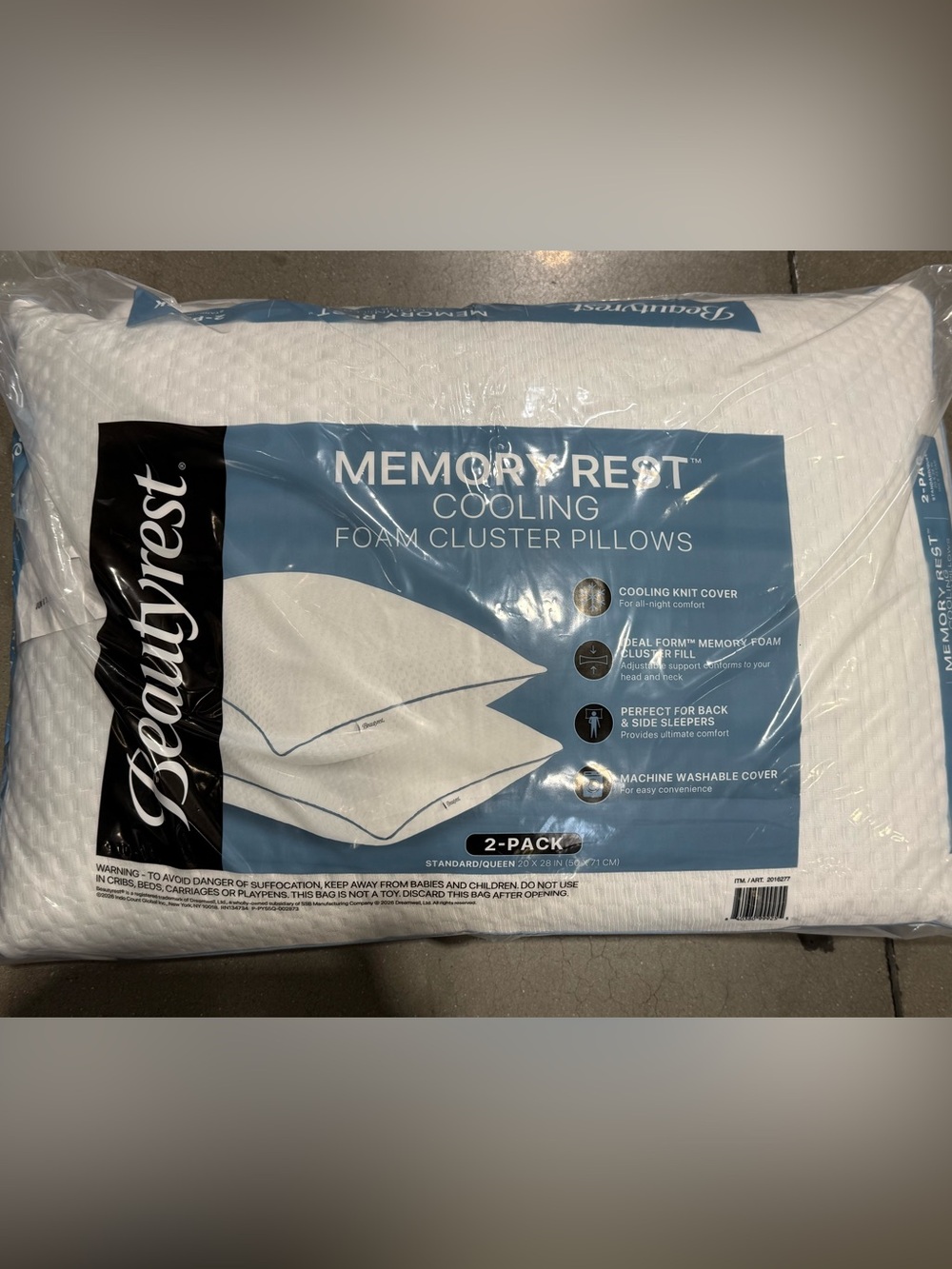 Beautyrest 2 pack memory rest cooling pillow